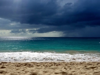 Seascape with stormy sky