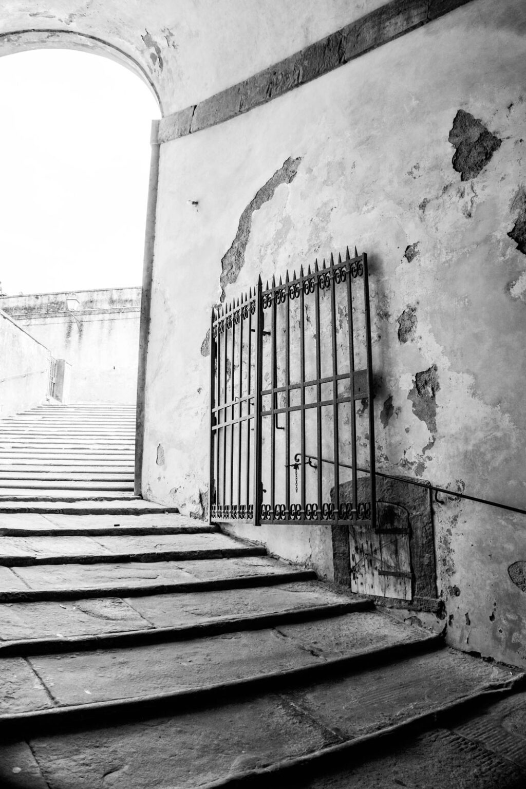 BOO1904_110 Steps with iron gate and old wall
